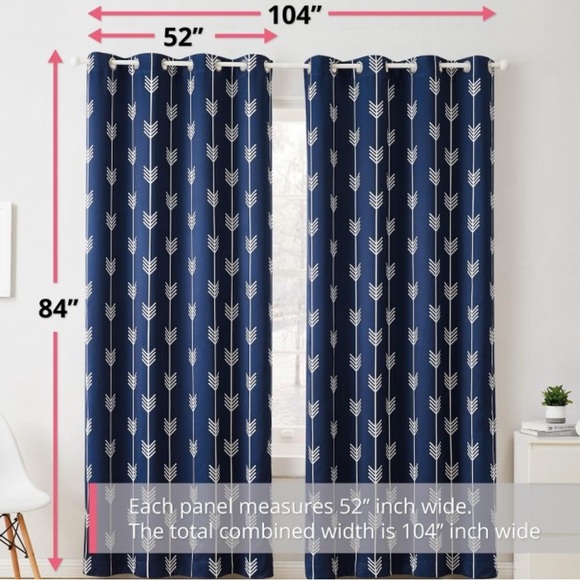 Target Navy Blue Patterned Curtains 84” - Picture 2 of 3
